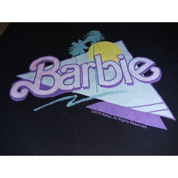 Barbie Black Tank Top Retro Barbie Purple Logo Women's Tank Top Size Medium - Picture 1 of 6